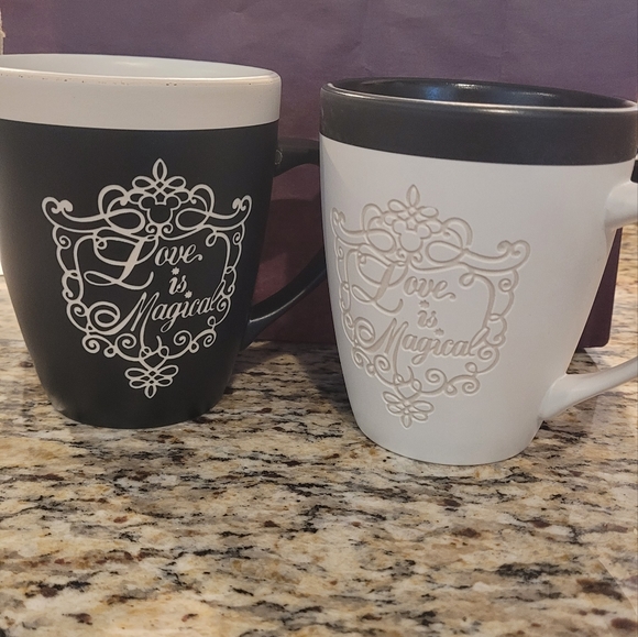 NWOB Mr. & Mrs. Love Is Magical Wedding Ceramic Coffee Mug Set - Picture 3 of 5